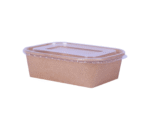 Amatraa Rectangular Paper Container Kraft with LID 650ML Pack of 50