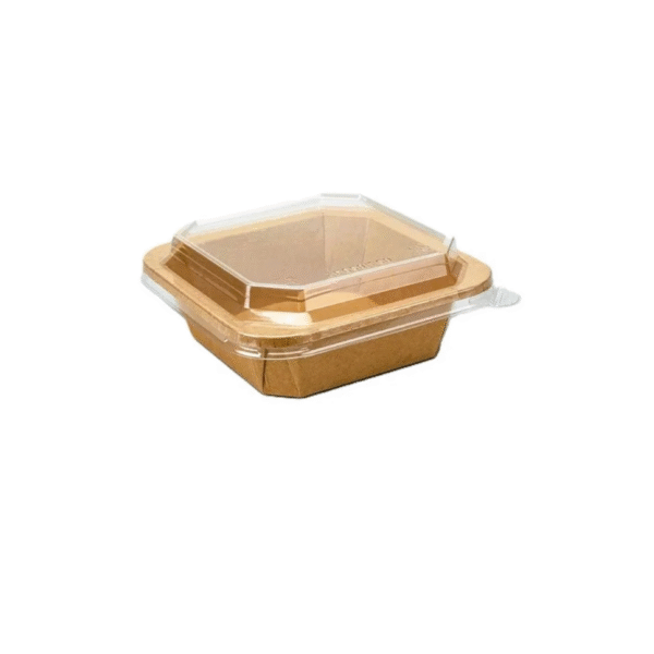 Amatraa 4307K Square Kraft Paper Container With PP Lid Pack of 50