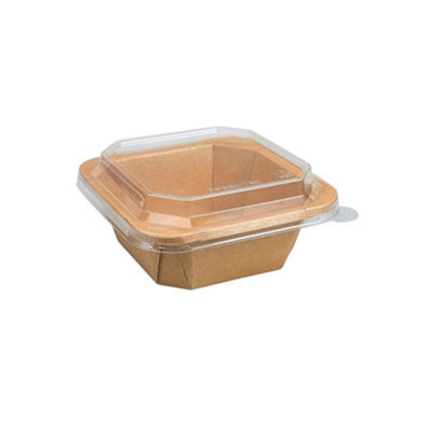 Amatraa 4304K Square Kraft Paper Container With PP Lid Pack of 50
