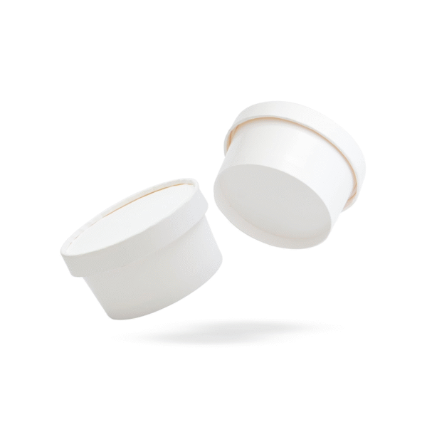 Amatraa White Paper Food Container with lid – 250ml / 116mm Diameter (Pack of 100)